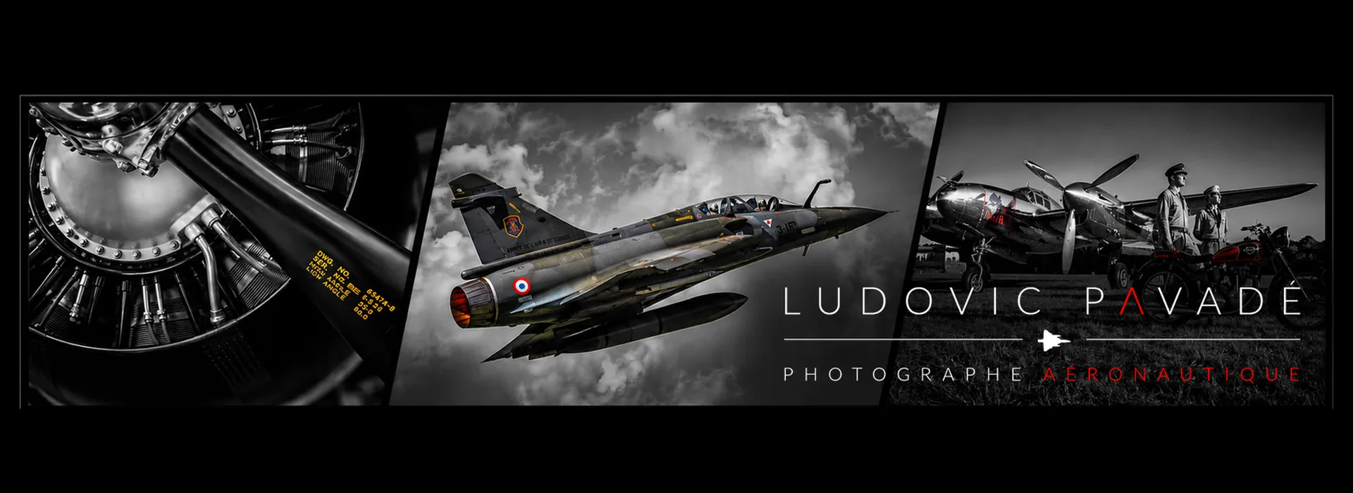 Tryptique_helices-Mirage 2000 en vol-aviateur-avion ancien