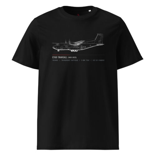 T-shirt C-160 Transall croquis et cartouche technique — collection Aviation Française Aero Addict