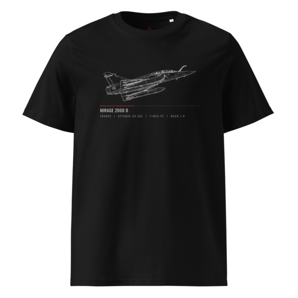 T-shirt Mirage 2000 D avec croquis technique d'aviation française AERO ADDICT