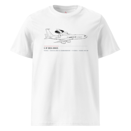 T-shirt E-3F AWACS avec croquis technique d'aviation militaire française AERO ADDICT