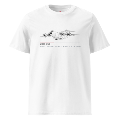 T-shirt A400 M Atlas croquis et cartouche technique — collection Aviation Française Aero Addict